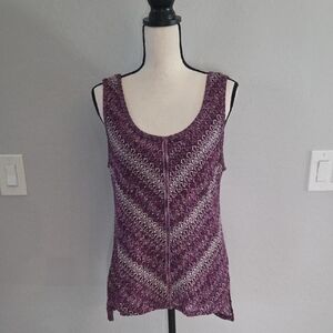 WHBM Women's Purple and White Tank Knit Top Size Med Perfect For Any Occssion